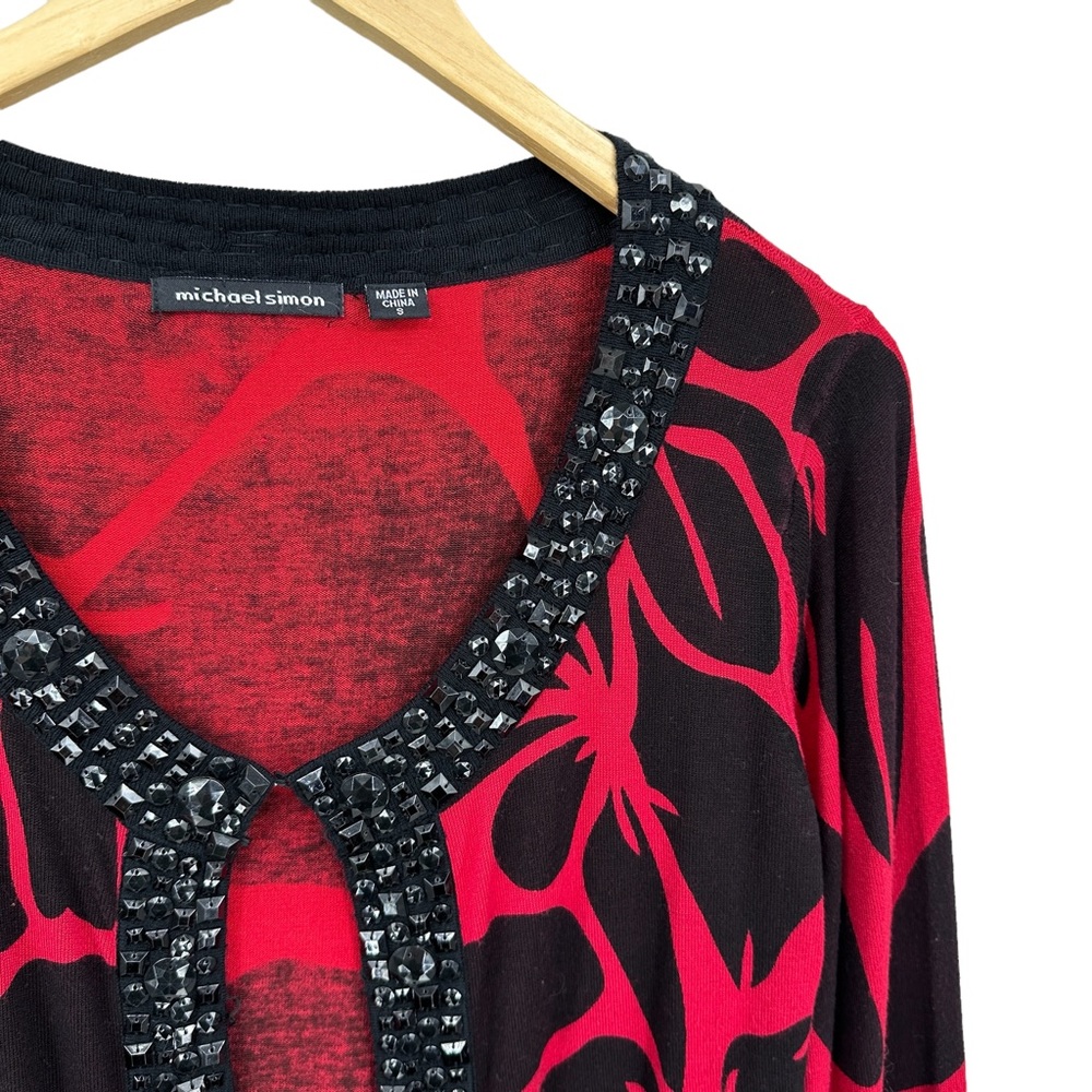 Michael Simon Cardigan Sweater With Gem Embellish… - image 3